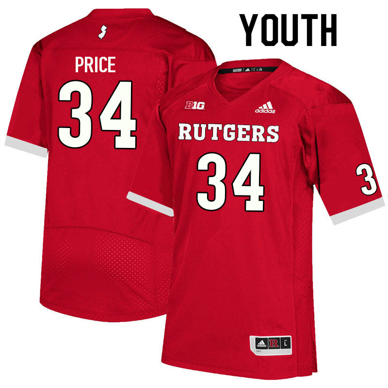 Youth #34 Q'yaeir Price Rutgers Scarlet Knights College Football Jerseys Sale-Scarlet